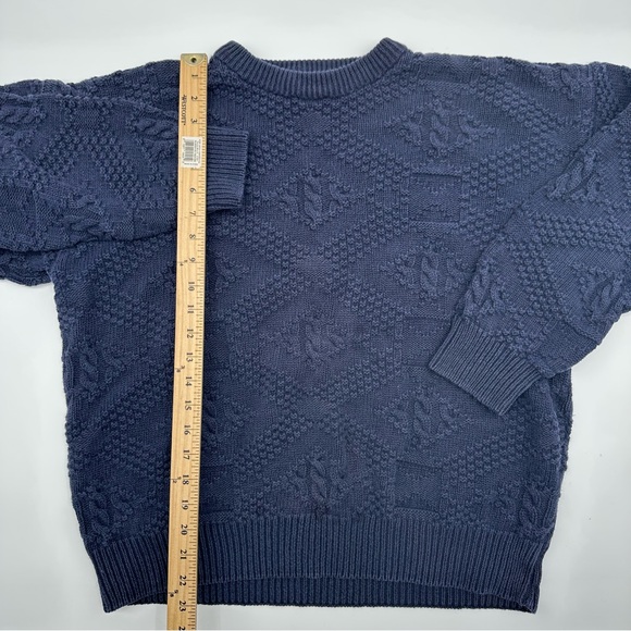 Vintage American Eagle Sweater Mens Large Blue Cable Knit Fisherman Pullover Y2K - Picture 3 of 7